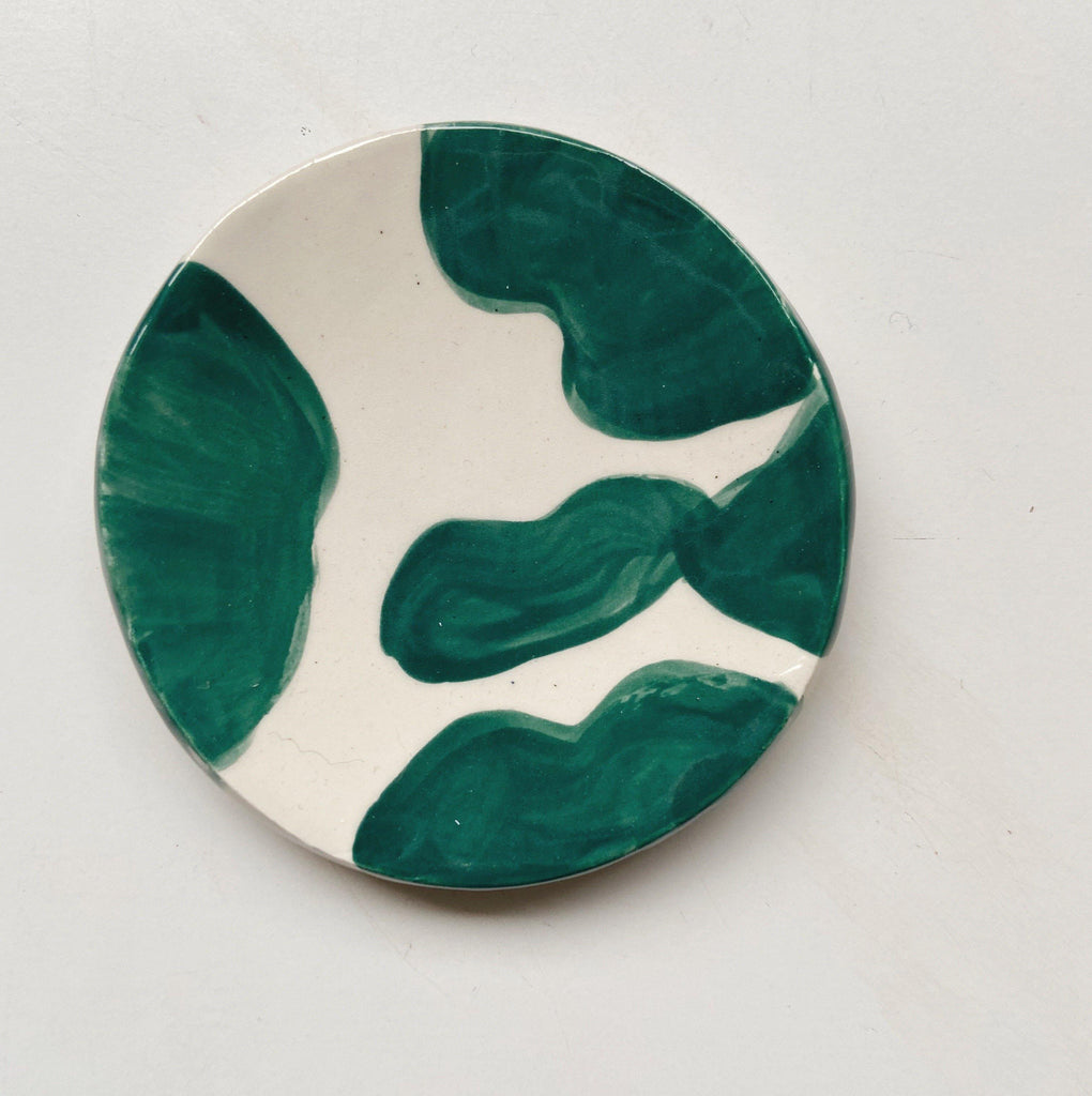 teal and white trinket dish
