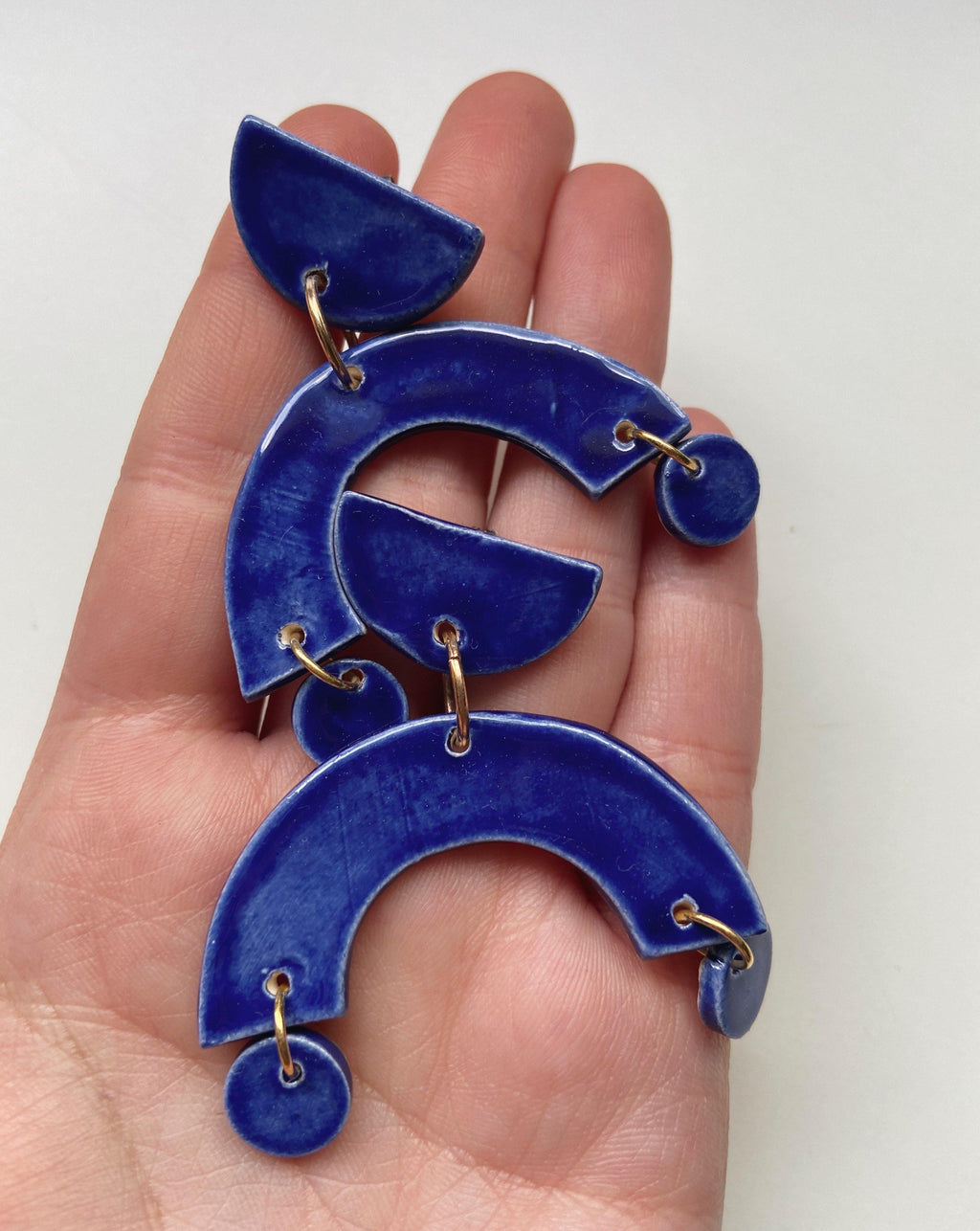 Cobalt Blue Arch Statement Earrings - gloriafaye