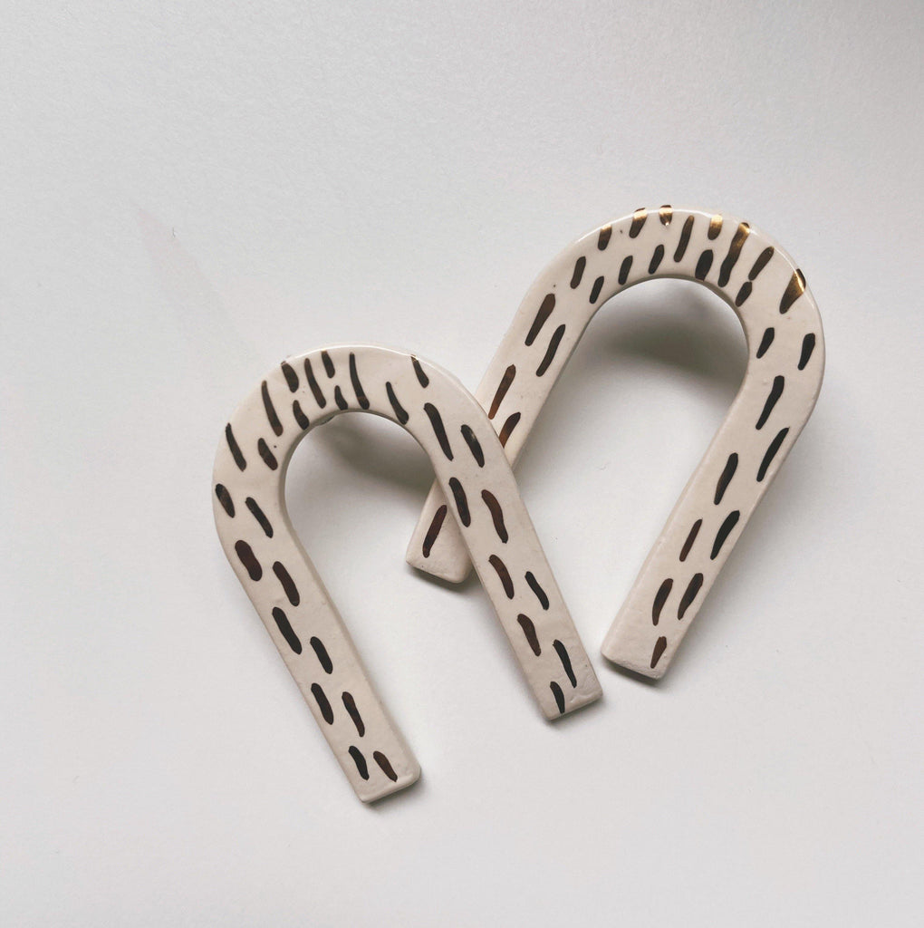 DARLING- white and gold arch studs - gloriafaye