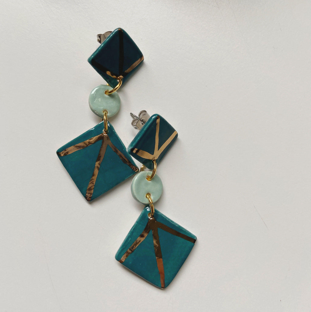 art deco ceramic earrings