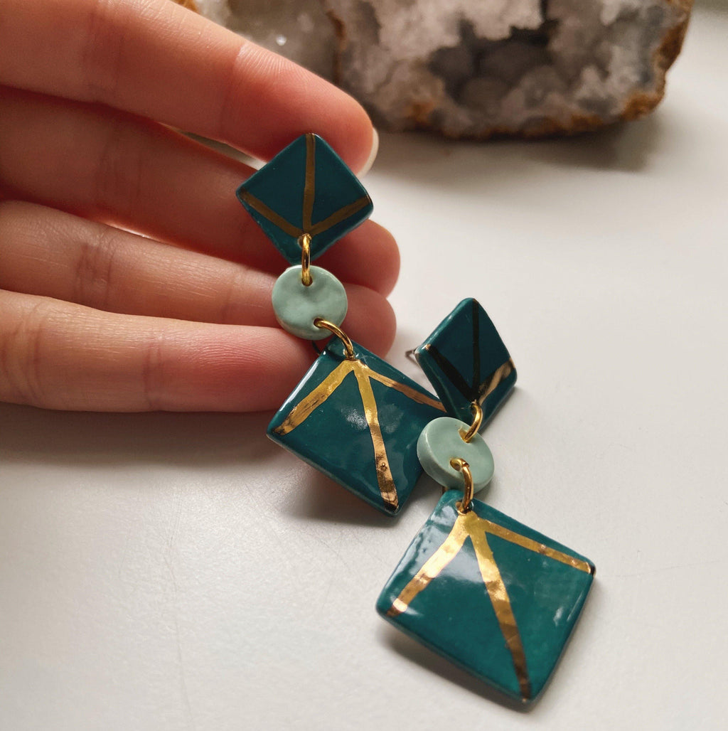 art deco ceramic earrings