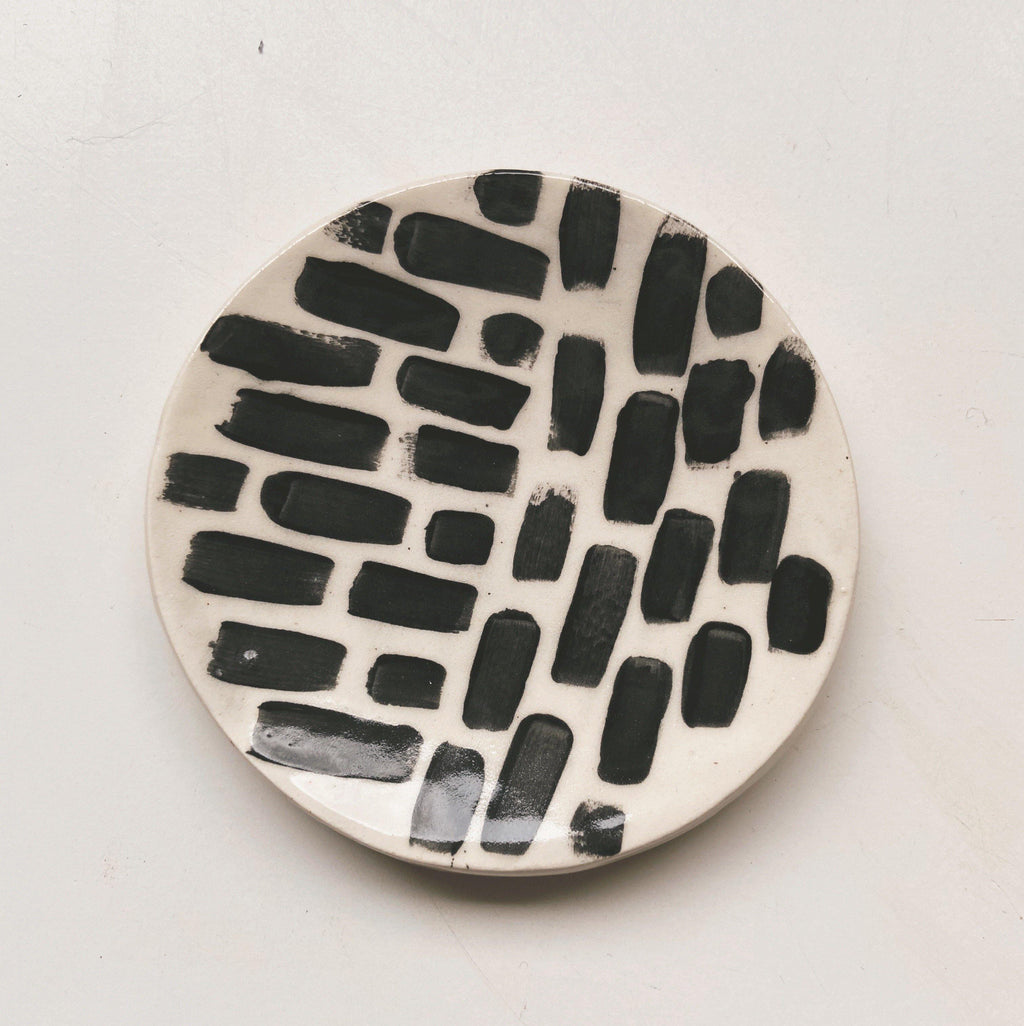 black and white trinket dish