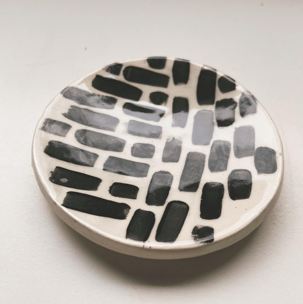 black and white trinket dish