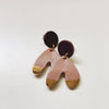 Mauve and purple gold on abstract arch earrings