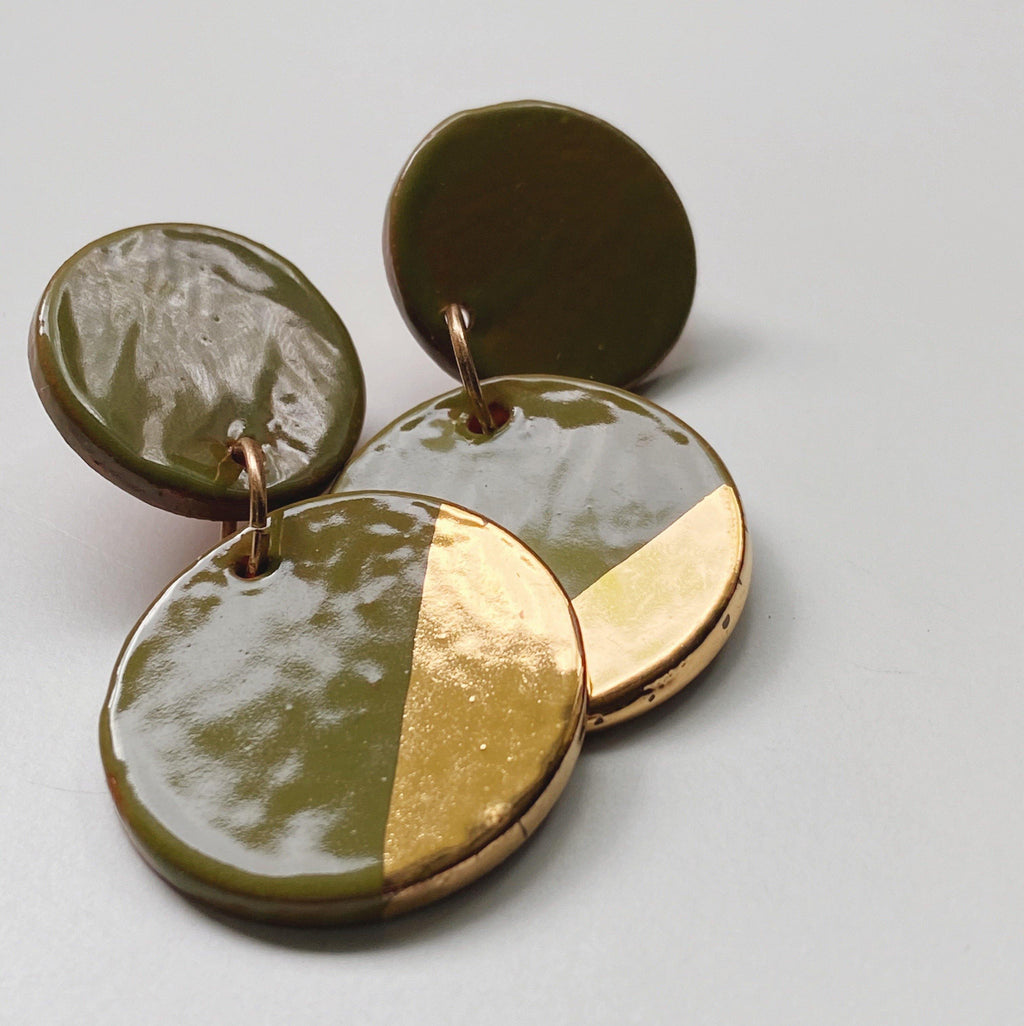 GILA- Avocado and Gold Earrings - gloriafaye