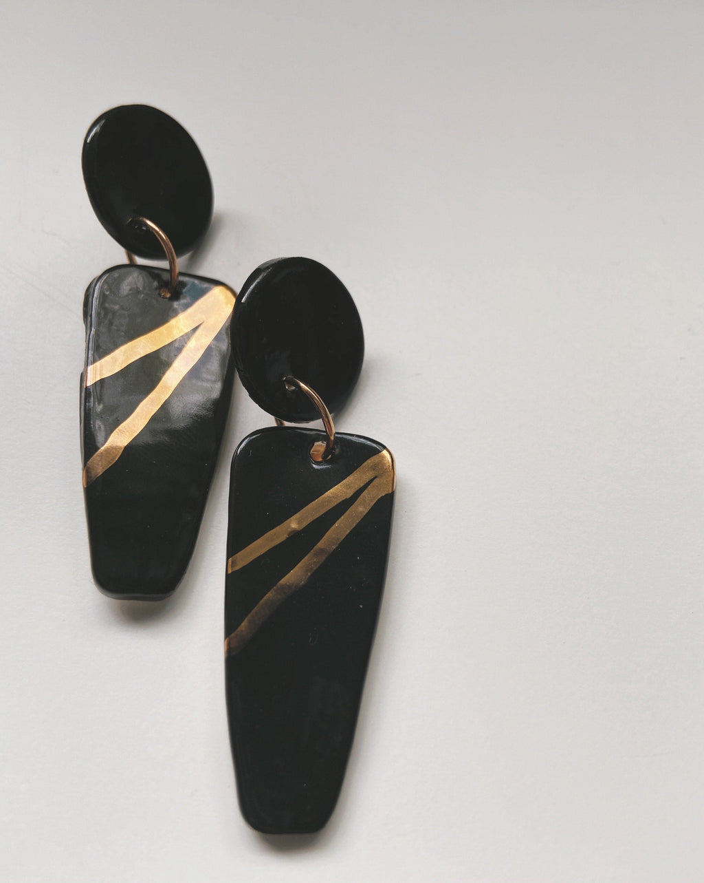 IRENE-  Black and gold statement earrings - gloriafaye