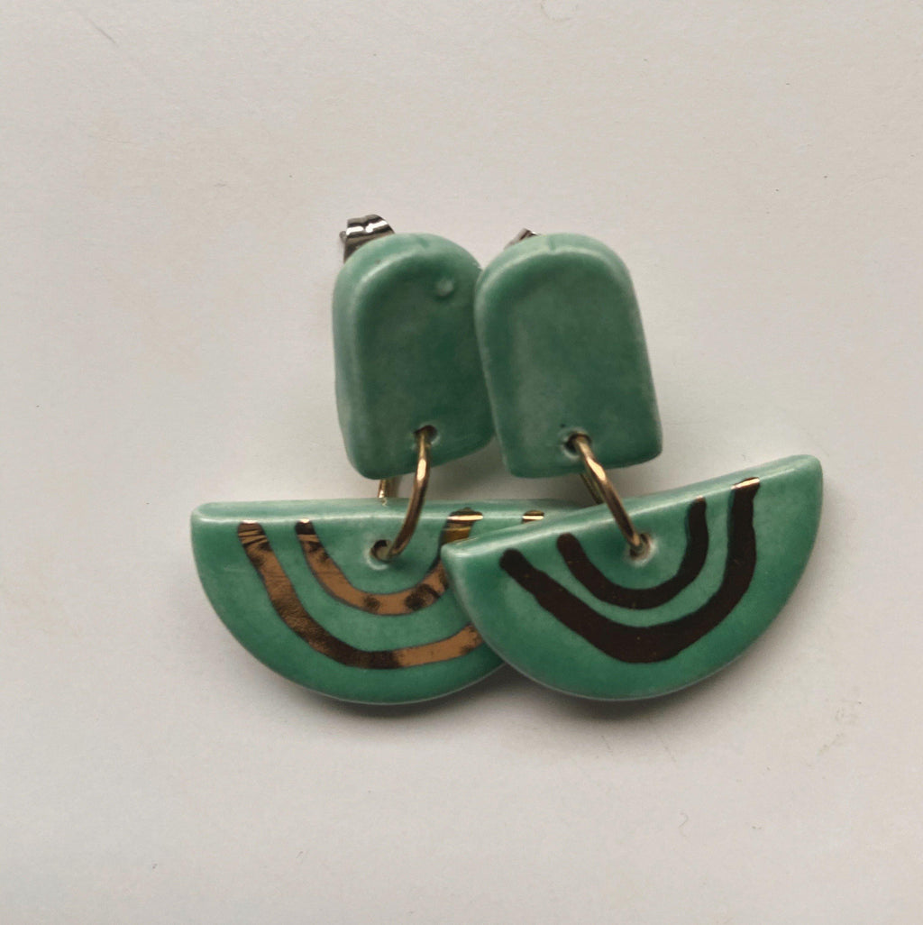 Jade and gold rainbow drop earrings - gloriafaye