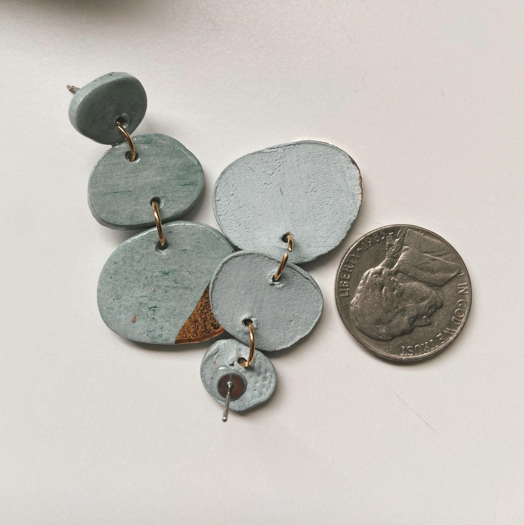 blue and gold ceramic earrings