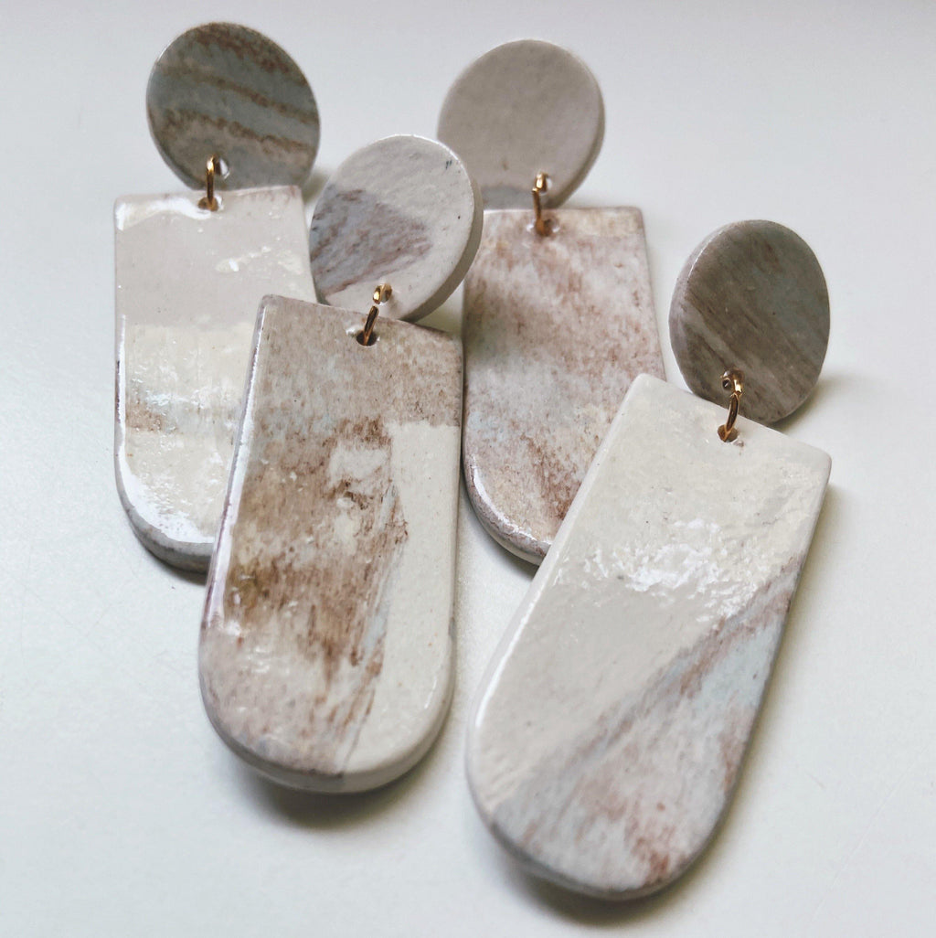 Lavender and blue ceramic earrings