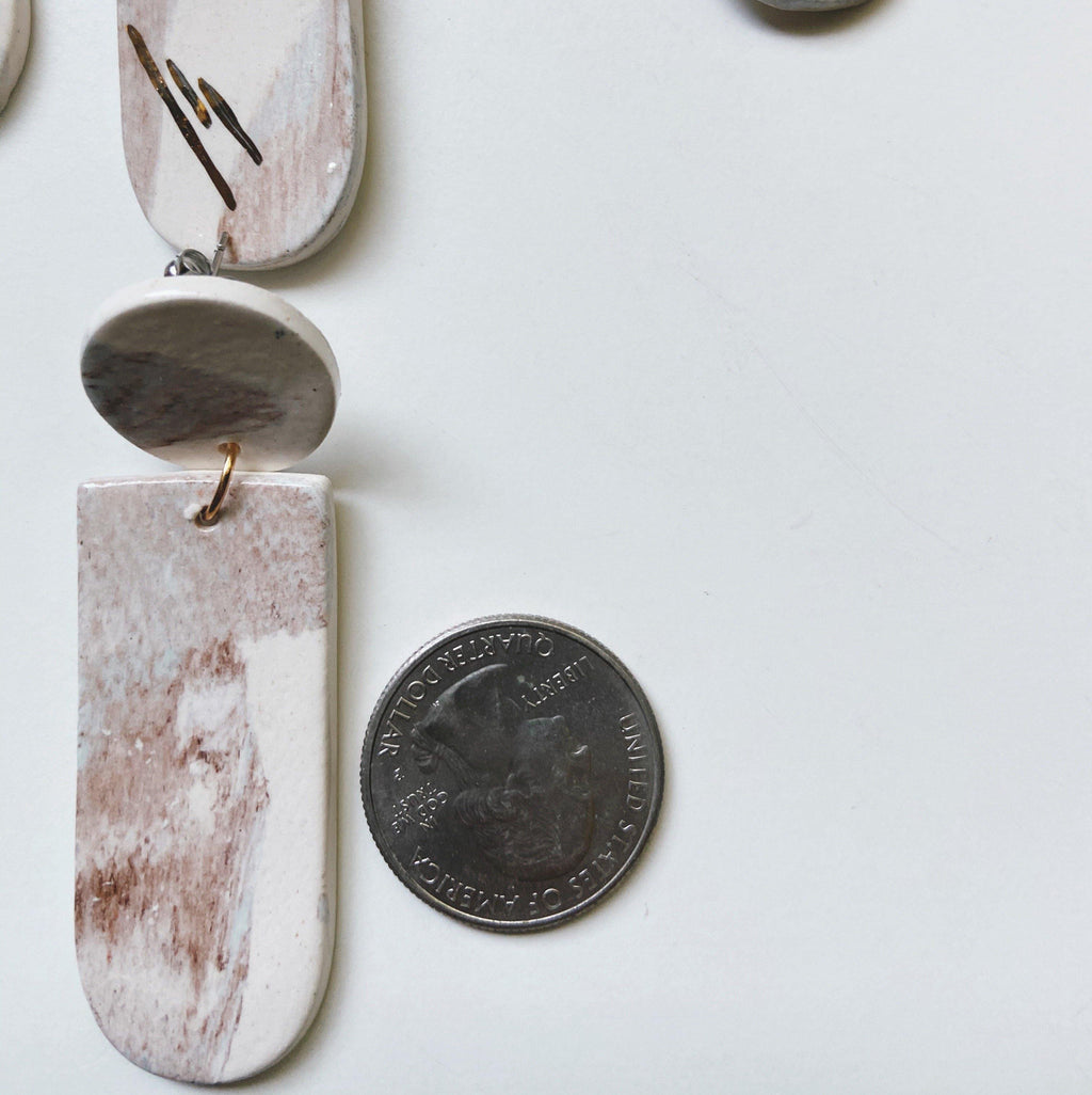 Lavender and blue ceramic earrings