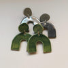 forest green ceramic earrings