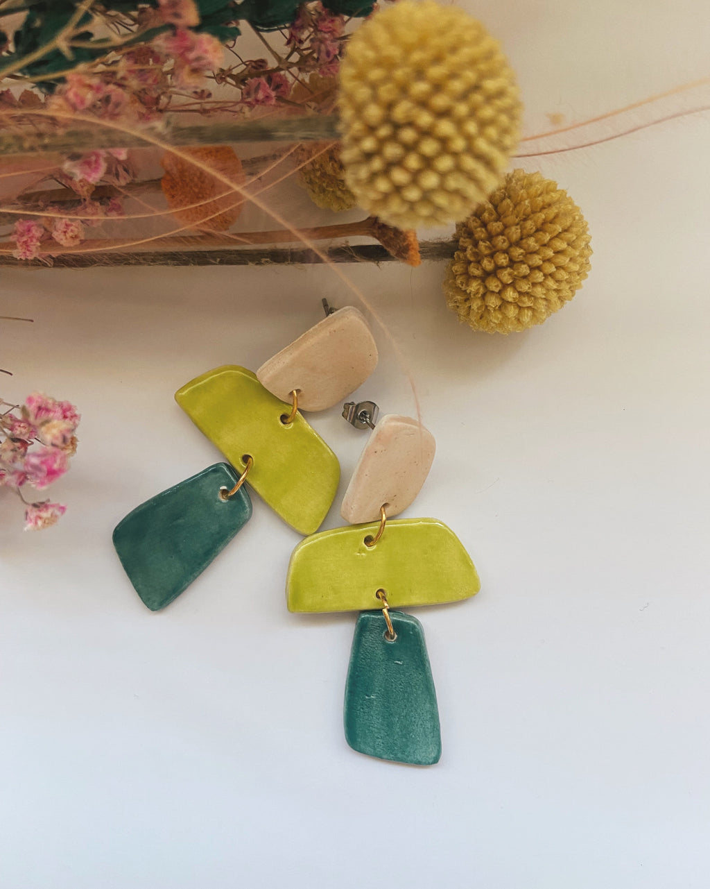 ceramic multi colored earrings