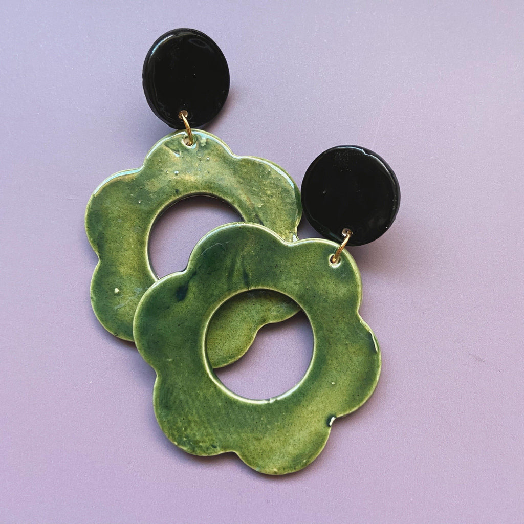 flower ceramic earrings