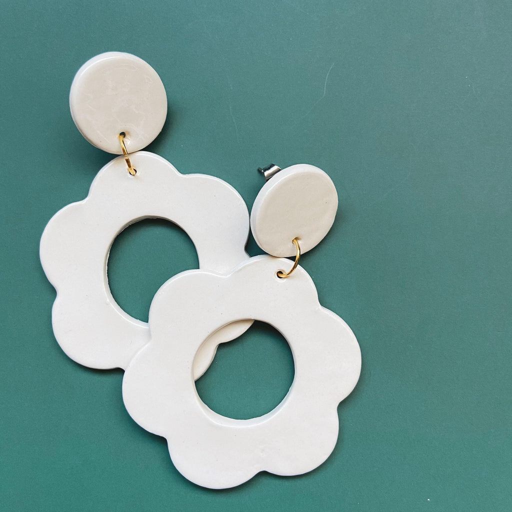 flower ceramic earrings