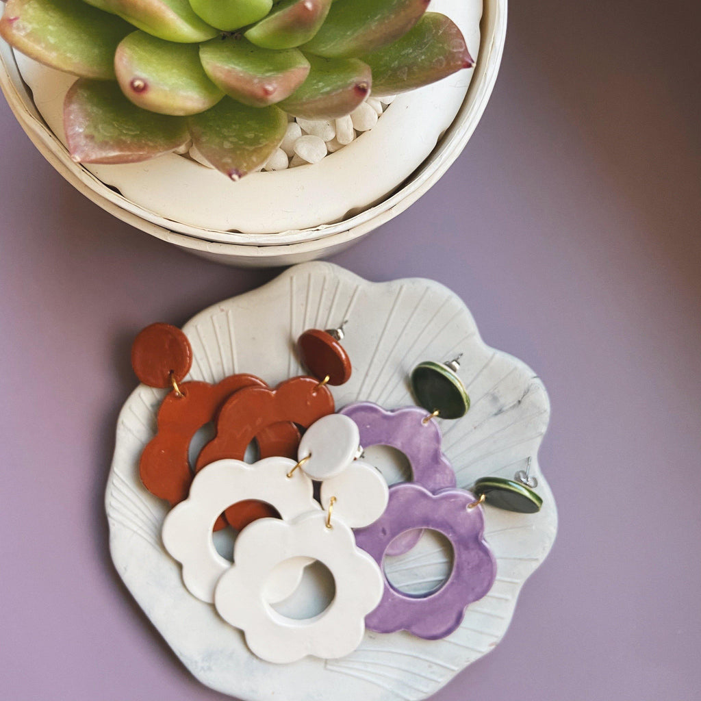 flower ceramic earrings