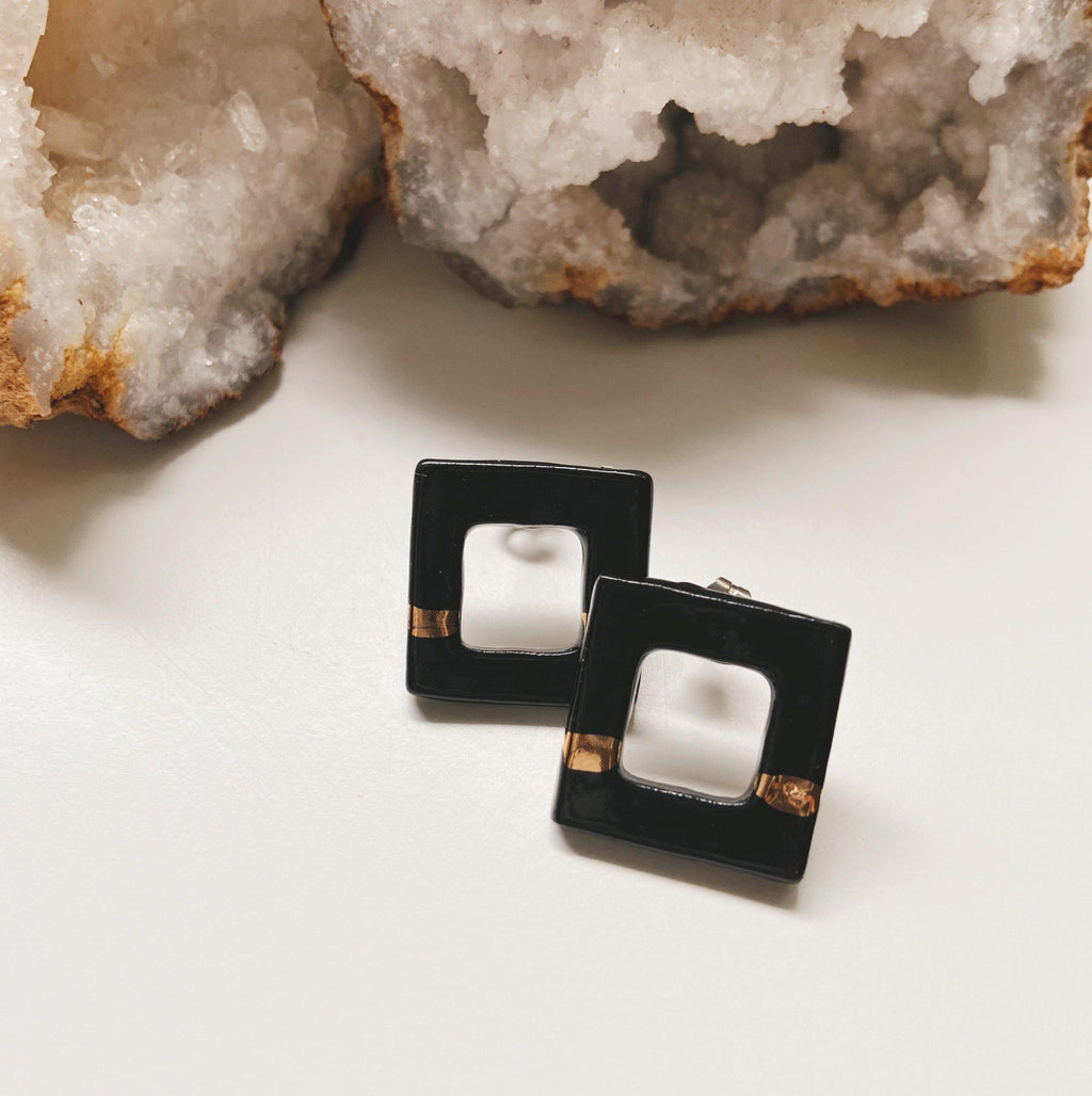 black square ceramic studs