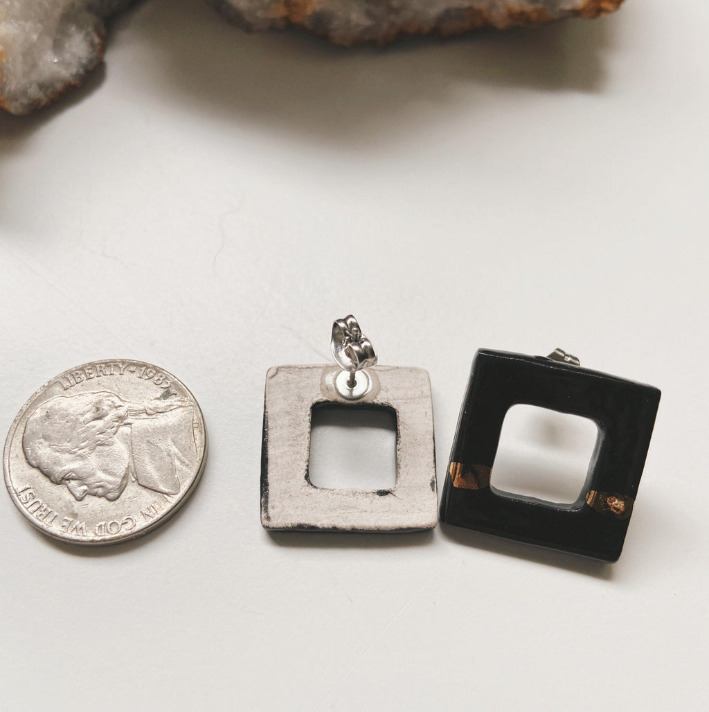 black square ceramic studs