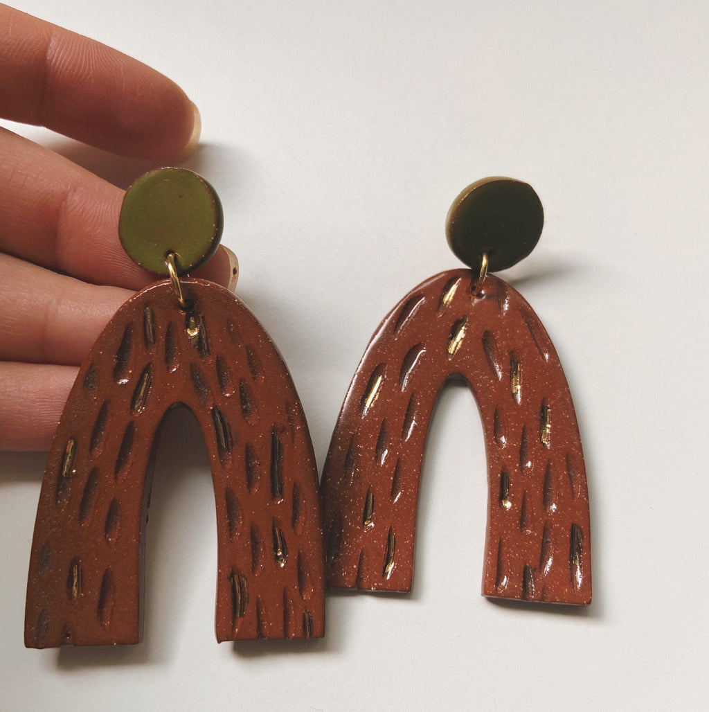 CINNAMON- avocado statement earrings - gloriafaye