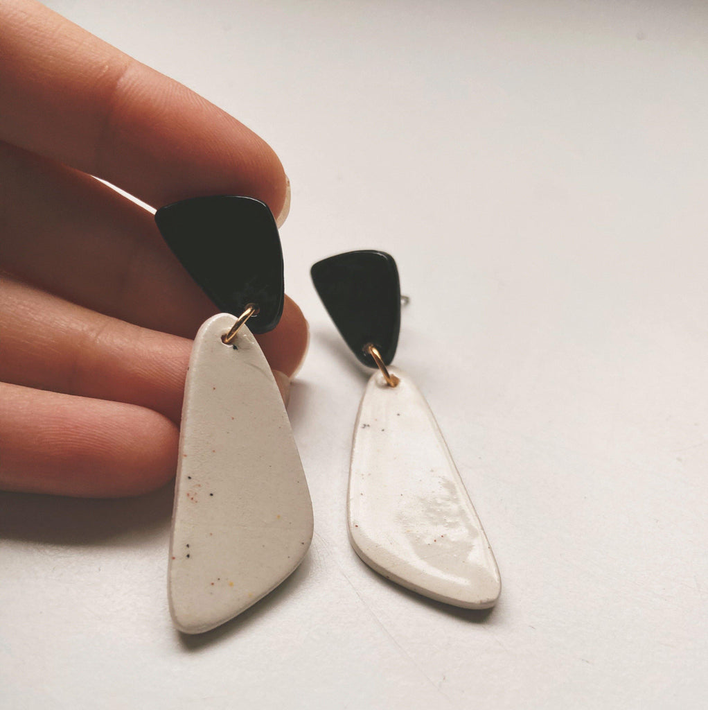 black and white ceramic earrings