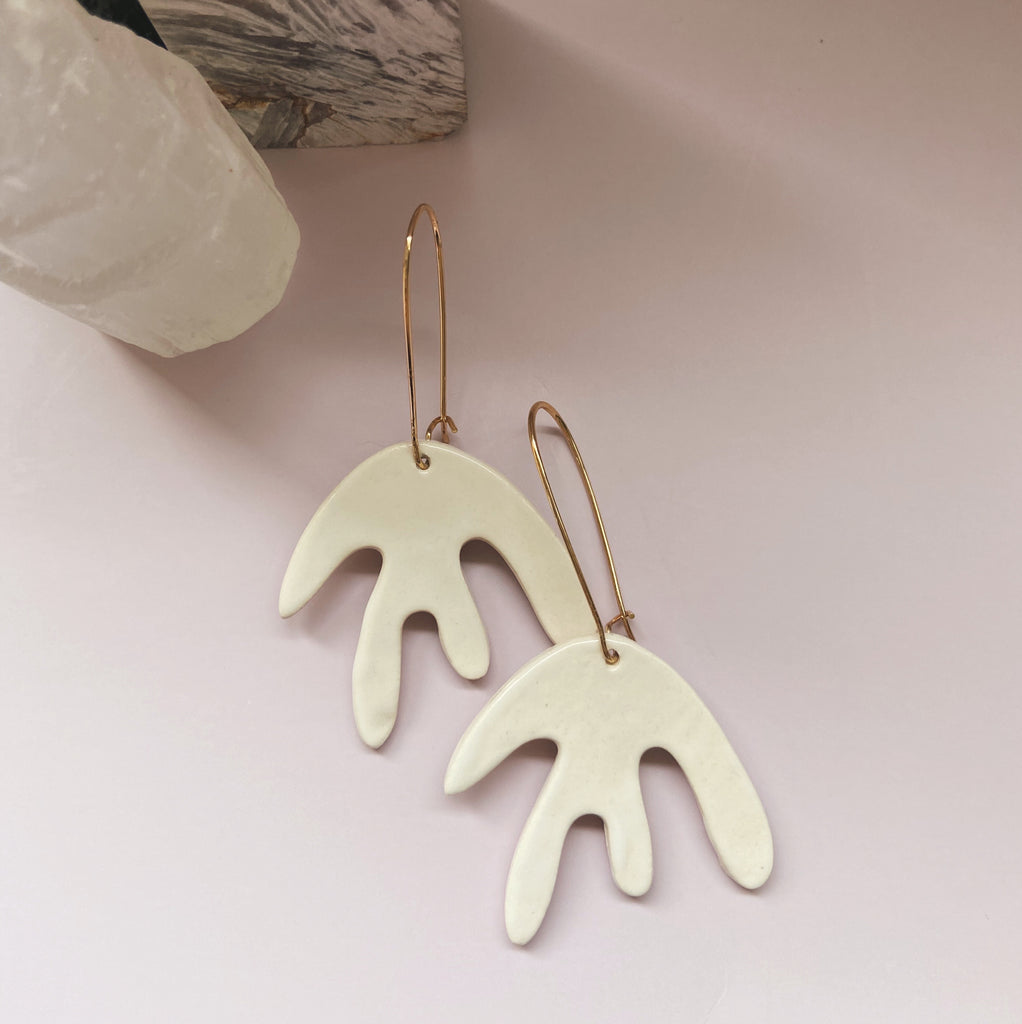 white ceramic earrings