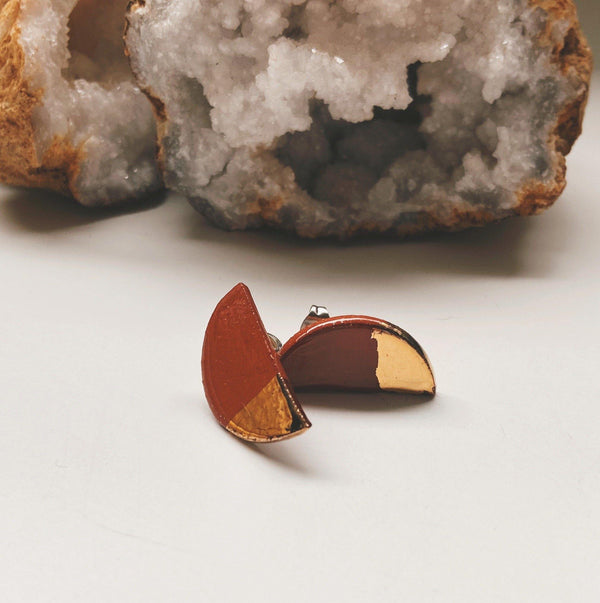 Gold Dipped Half Moon Studs - gloriafaye