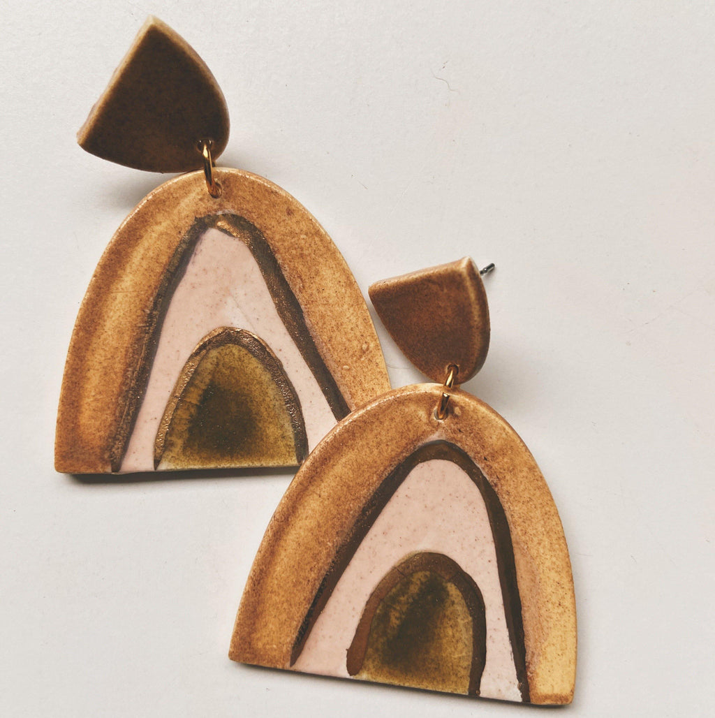 rainbow earth ceramic earrings