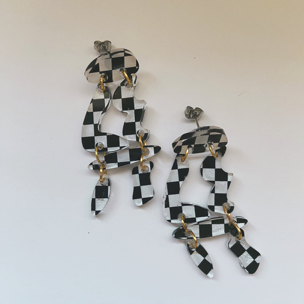 checkered print  earrings