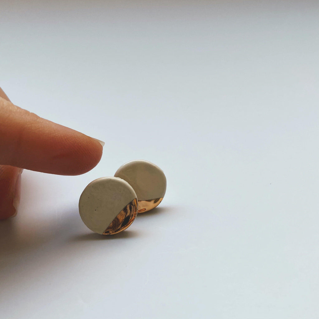 ivory and gold dipped ceramic studs