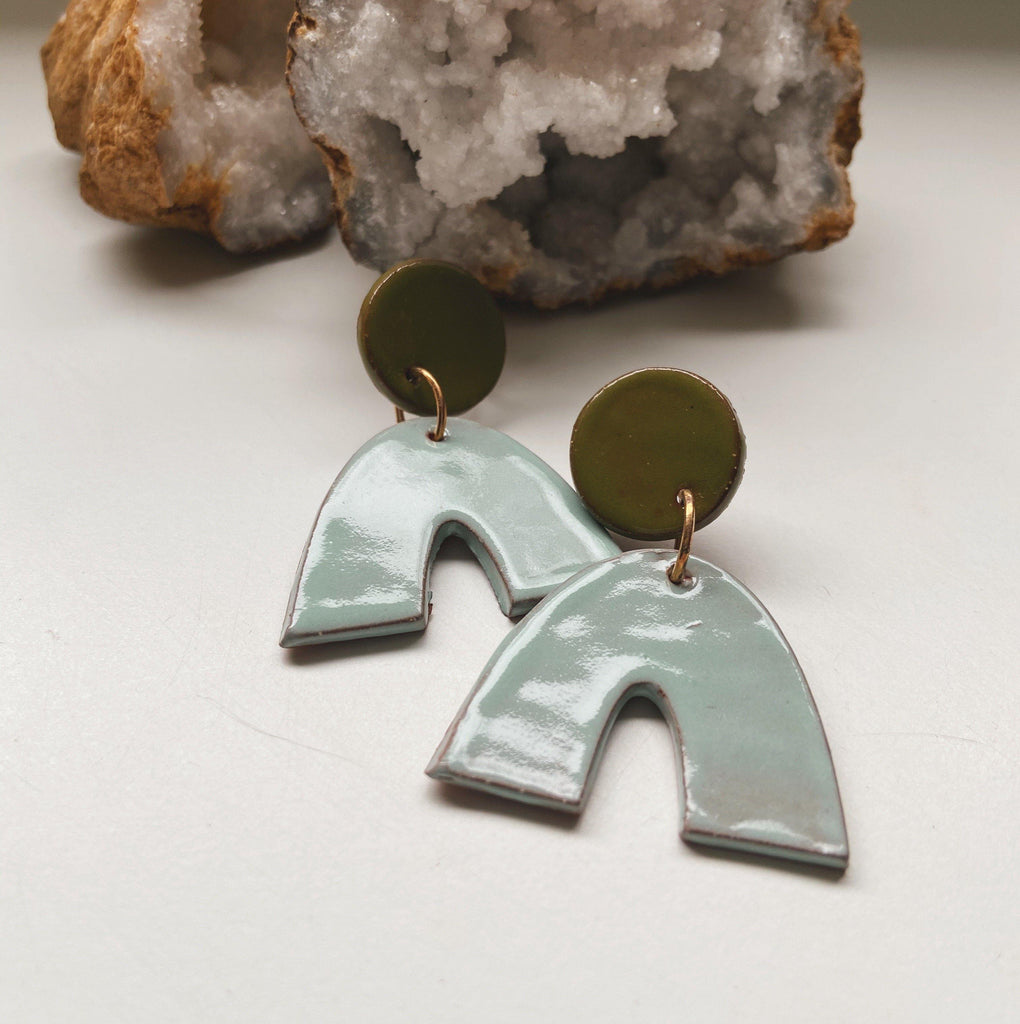 arch statement ceramic earrings