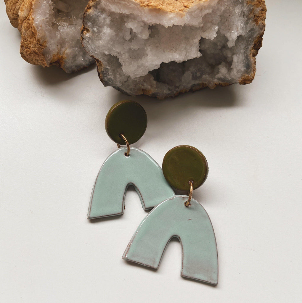 arch statement ceramic earrings
