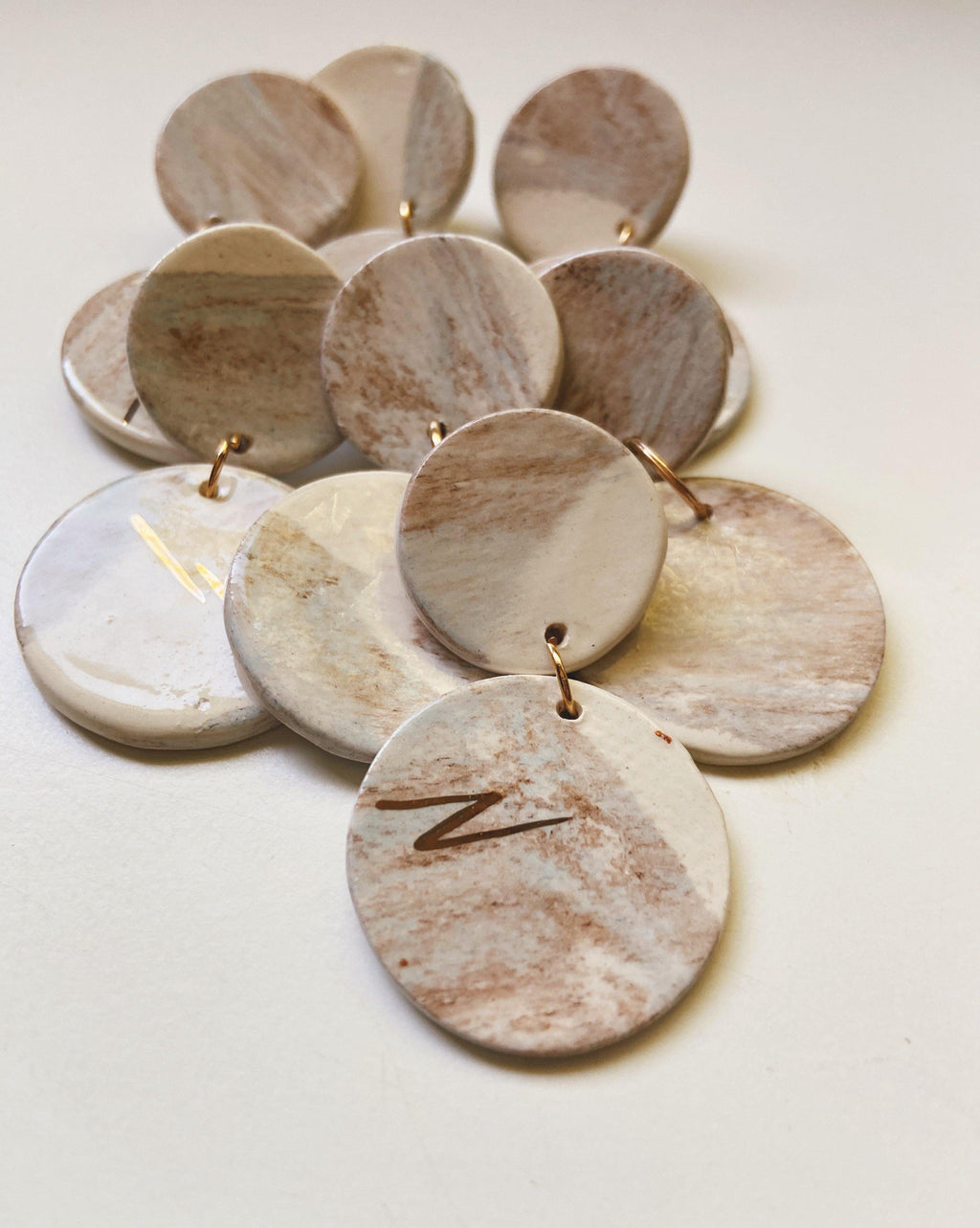 circle drop ceramic earrings