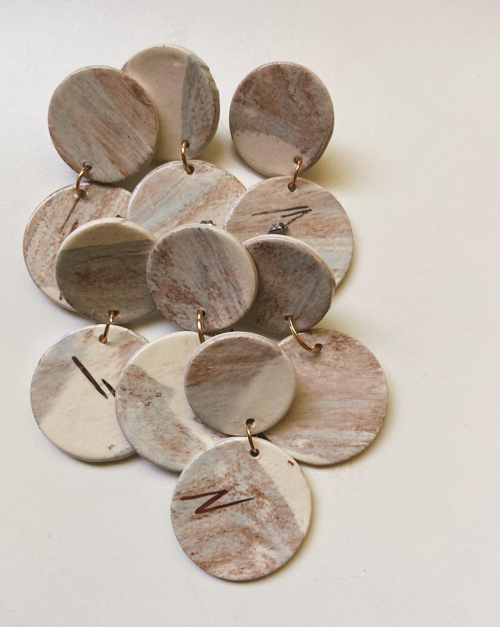 circle drop ceramic earrings