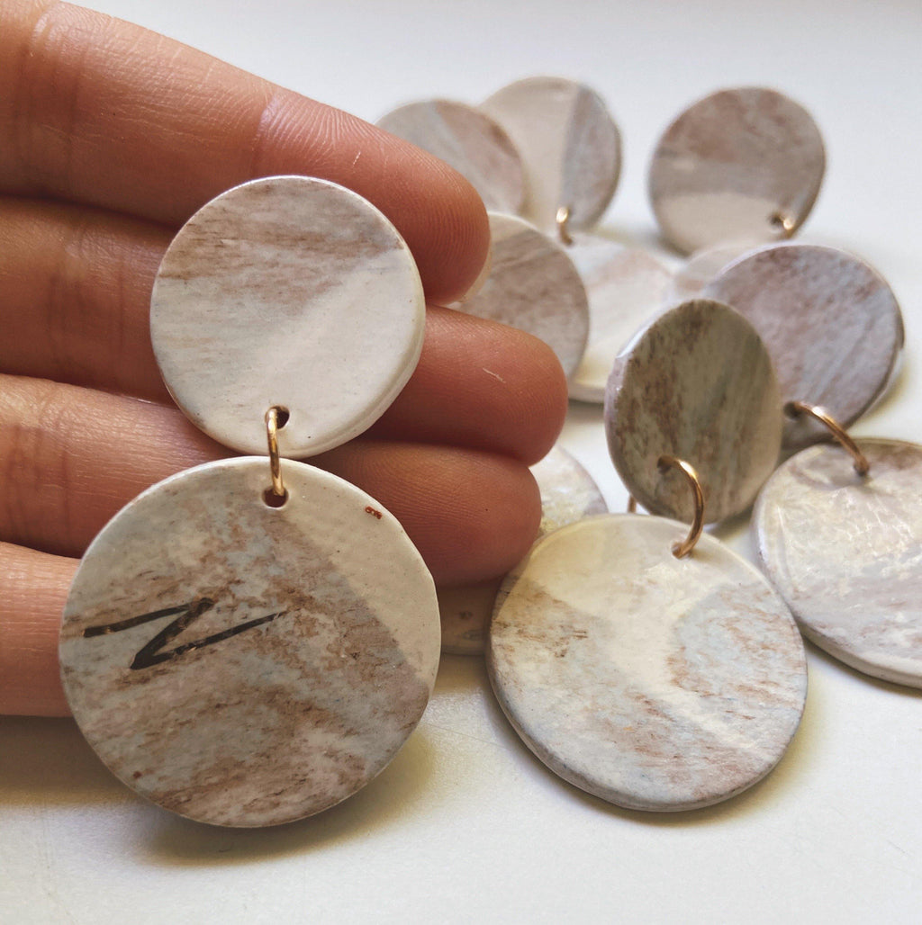 circle drop ceramic earrings