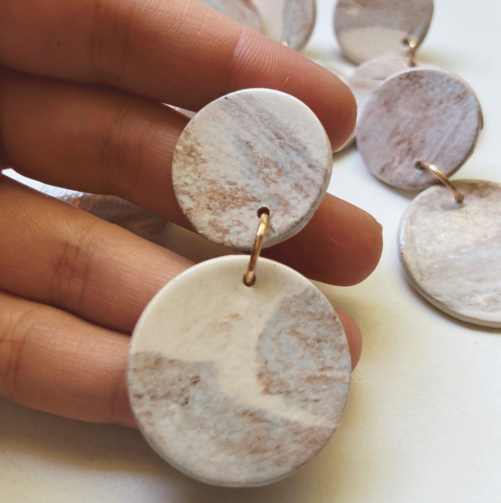 circle drop ceramic earrings