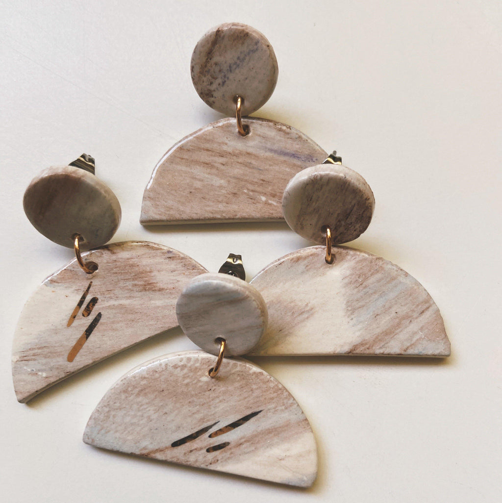 half moon ceramic earrings