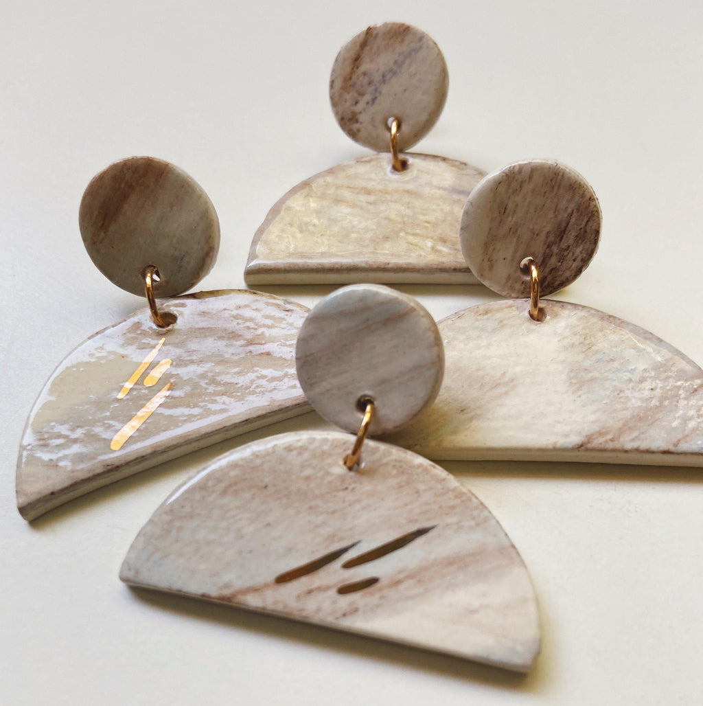 half moon ceramic earrings