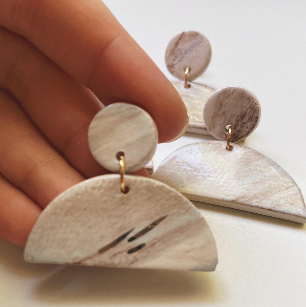 half moon ceramic earrings