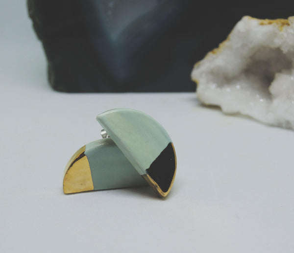 Gold Dipped Half Moon Studs - gloriafaye