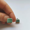 square jade and gold dipped ceramic studs