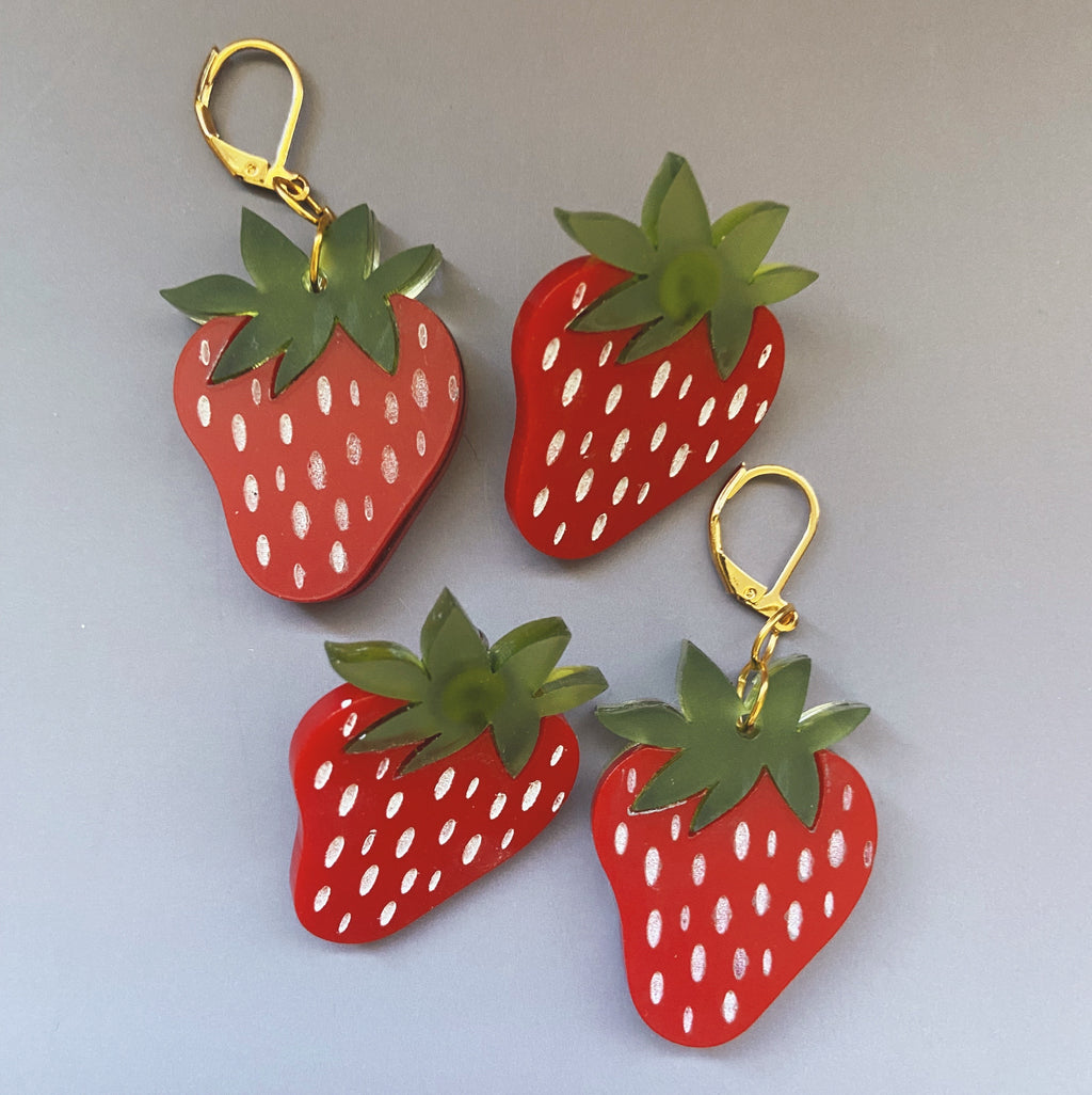 acrylic strawberry earrings