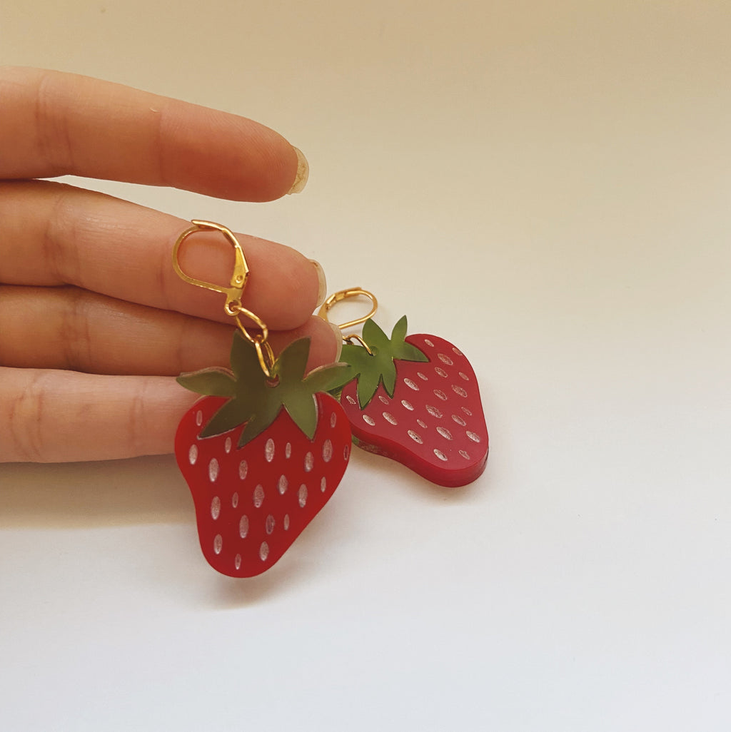 acrylic strawberry earrings