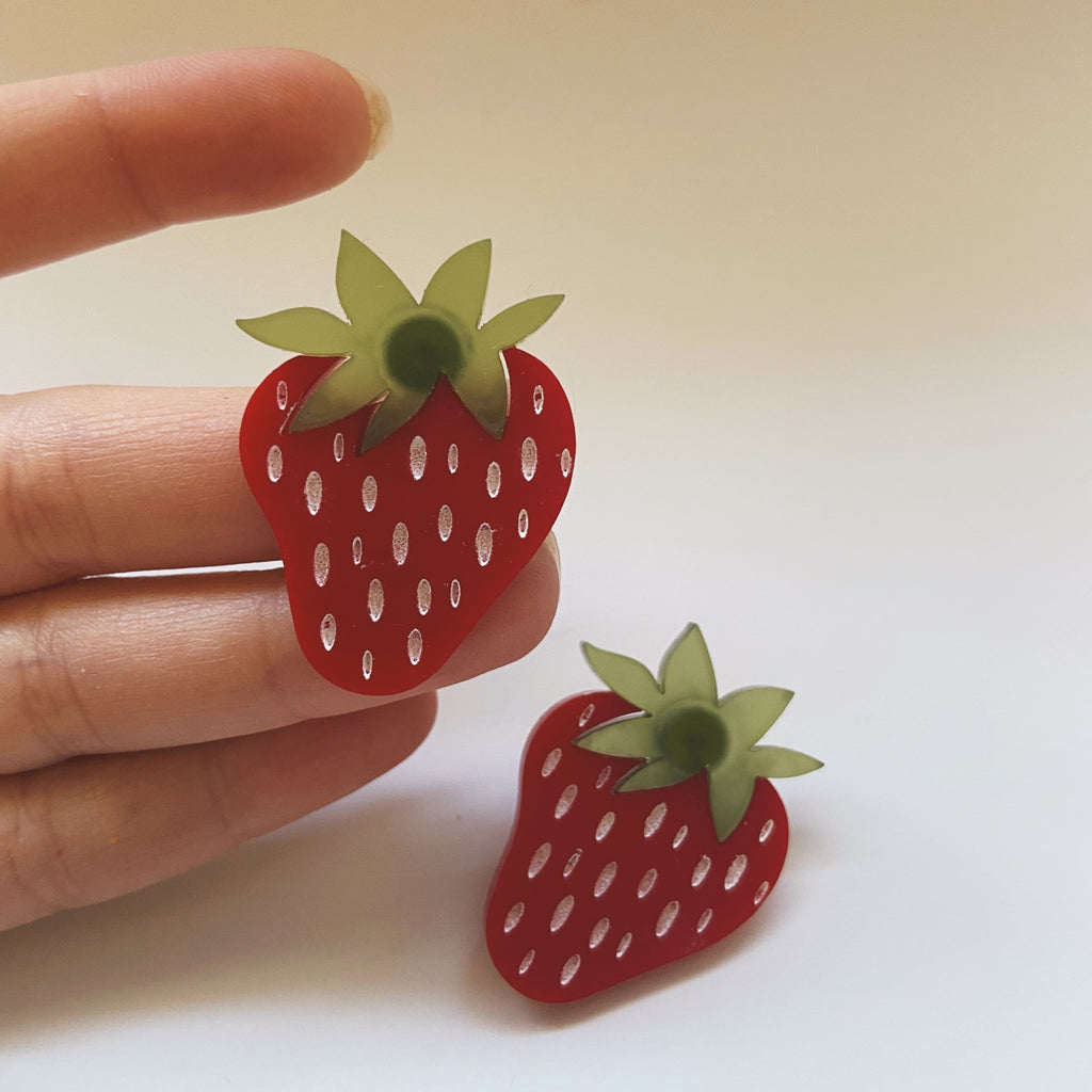 acrylic strawberry earrings