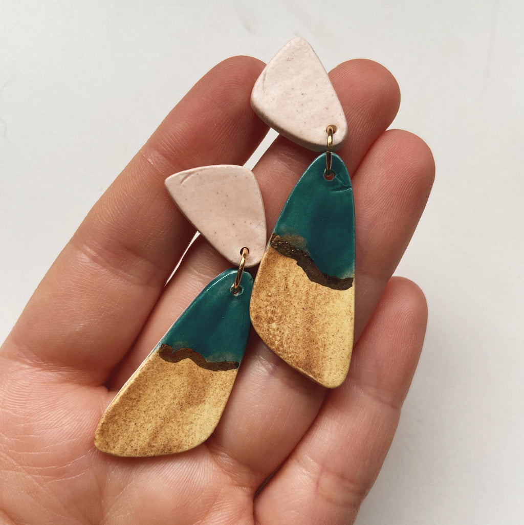 color block ceramic earrings