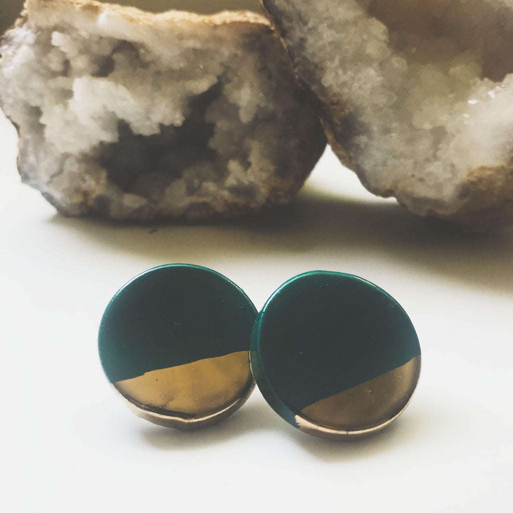 Large Circle Dipped Studs - gloriafaye