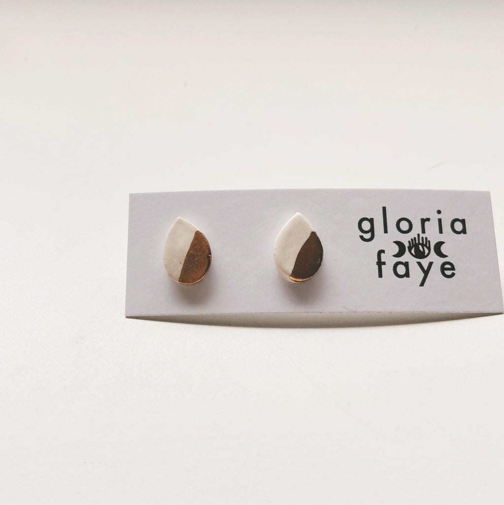 Teardrop Studs- Matte White - gloriafaye